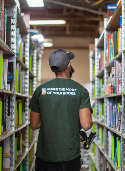 Warehouse manager collects textbooks ordered by bookstore 