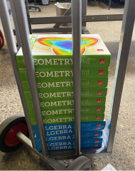 High school geometry and algebra books sourced and ready for shipping